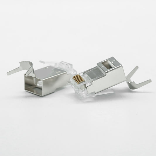 Cat7 RJ45 Pass-Through Shielded Connector | FTP 8P8C Male Plug