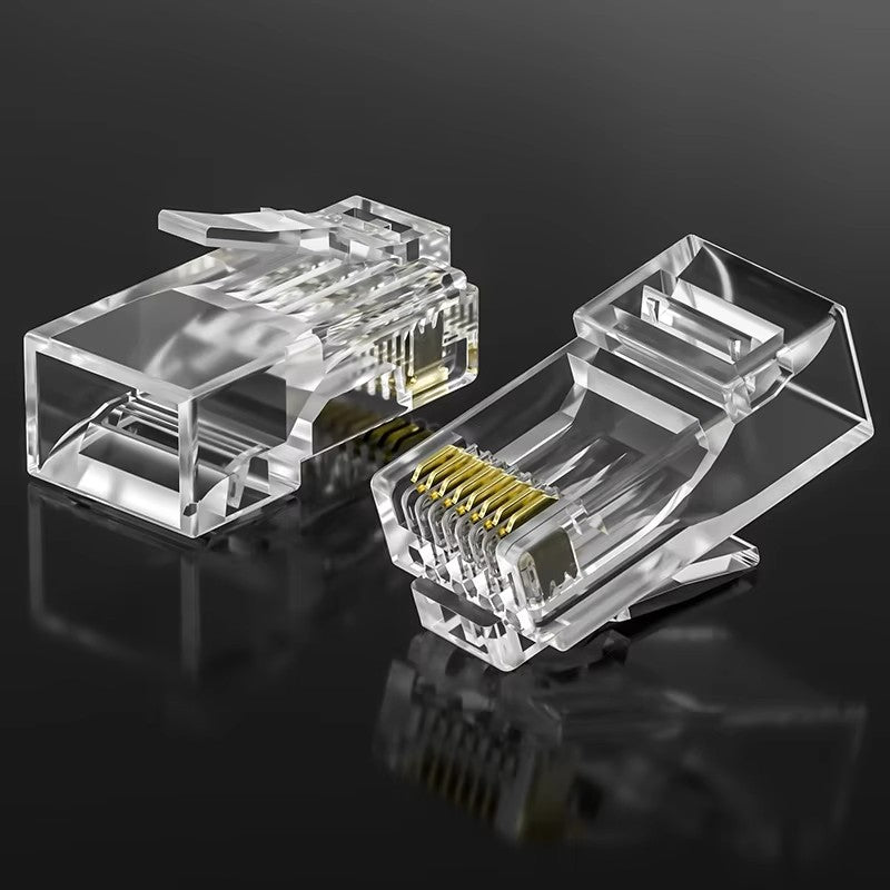 Cat6 UTP RJ45 Connector Plug | Unshielded 8P8C Crystal Head with Gold-Plated Contacts