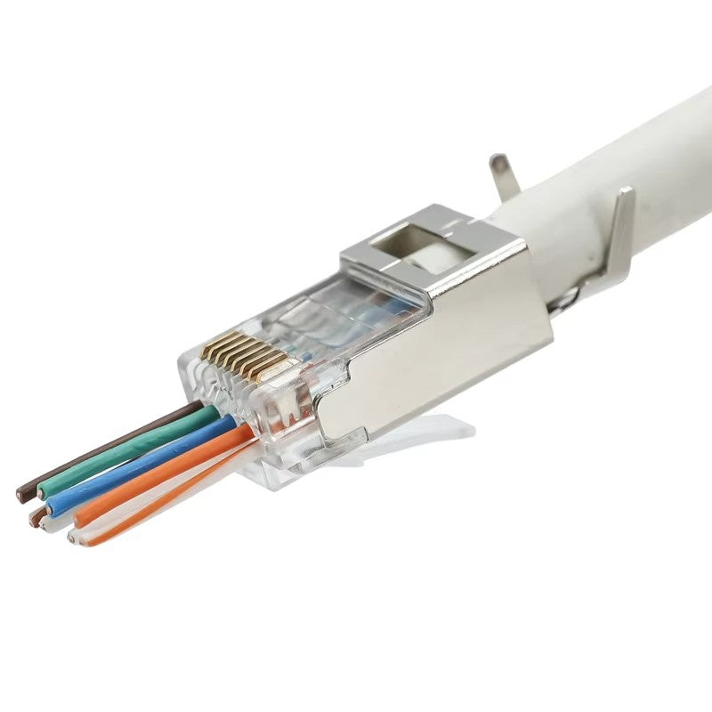 Cat7 RJ45 Pass-Through Shielded Connector | FTP 8P8C Male Plug