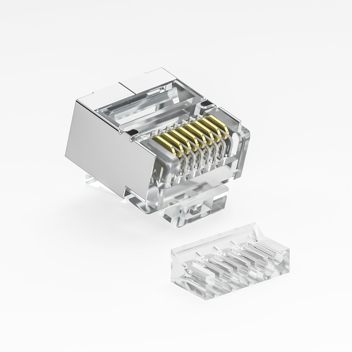 Mini RJ45 Connector Plug | 8P8C Short Shielded FTP Gold-Plated for Flat Cable