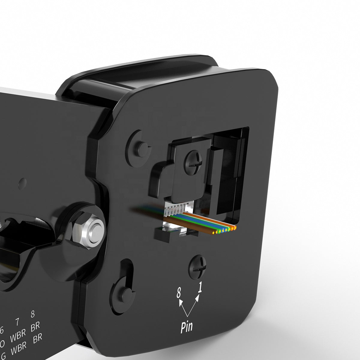 EZ Pass-Through RJ45 Crimp Tool for 8-Pin &amp; 6-Pin Plugs with Steel Wire Stripper