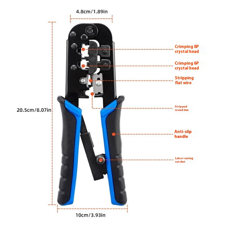RJ45 Crimping Tool | 6P/8P Modular Ratchet Network Cable Pliers with Cutter