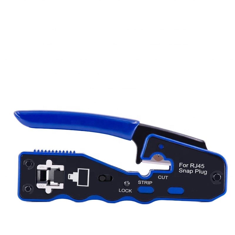 RJ45 Crimping Tool with Rj45 Clamp Pass-Through Modular Plug Pliers Wire Crimpers Clamp