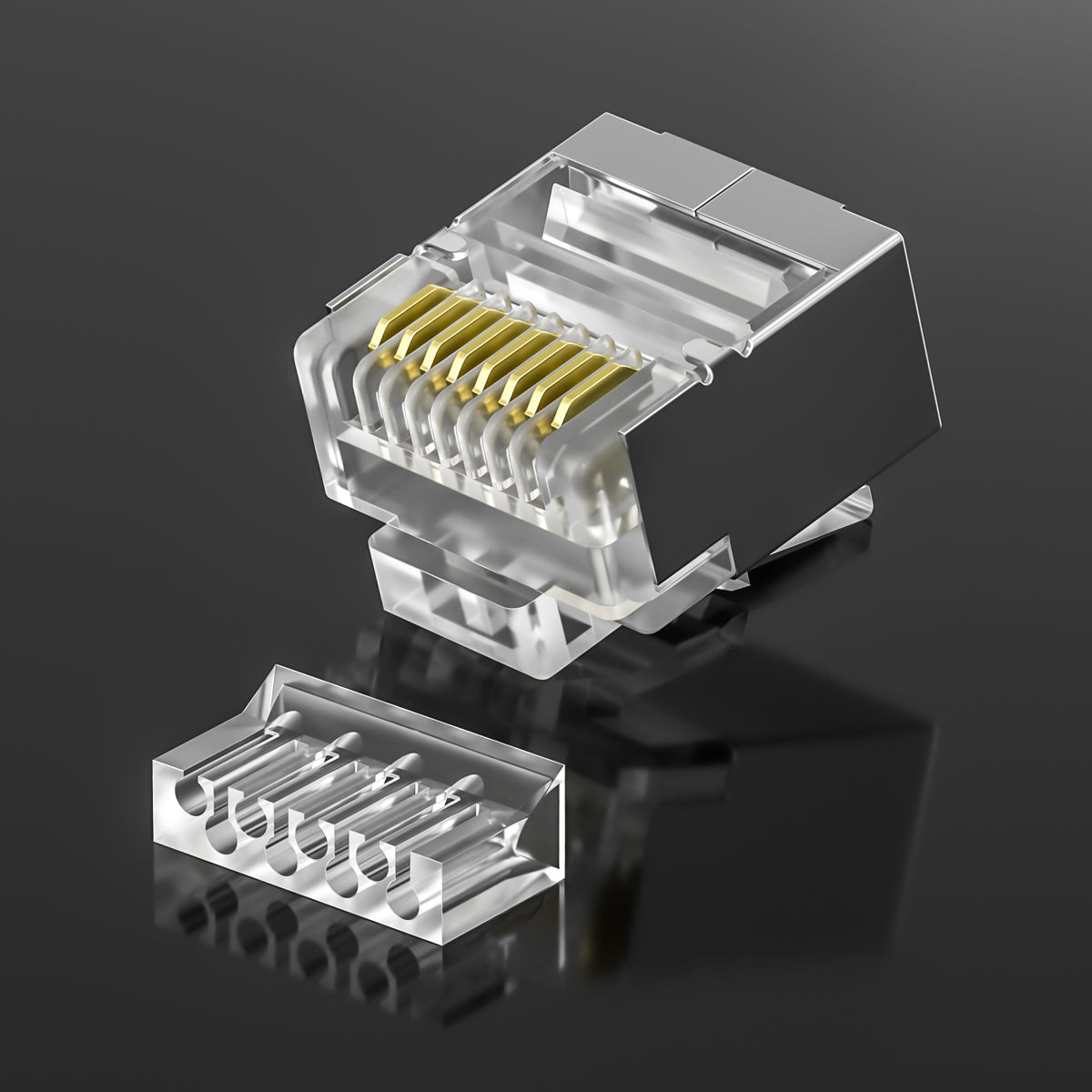 Mini RJ45 Connector Plug | 8P8C Short Shielded FTP Gold-Plated for Flat Cable