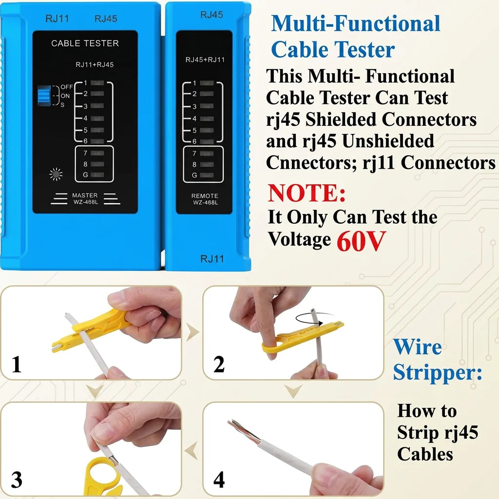 XLEP 8451 3-in-1 Pass-Through RJ45 Crimp Tool Kit with Tester