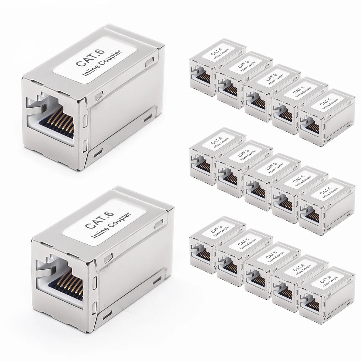 Cat6a Cat6 Shielded RJ45 Inline Coupler, Female to Female, 10 Pack