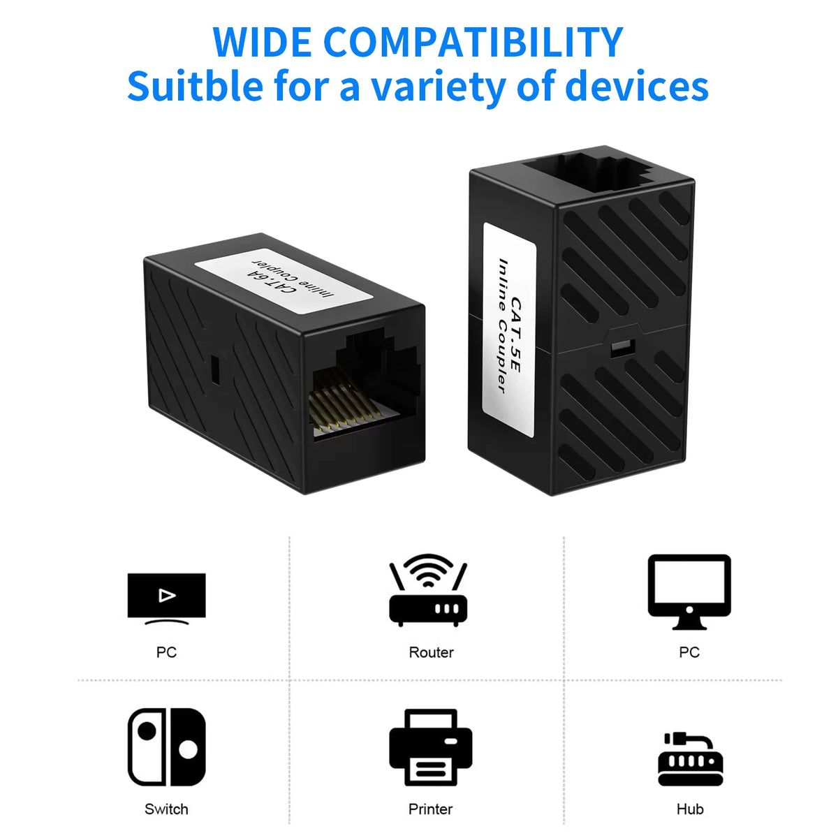 XLEP XL8542 RJ45 Coupler Female to Female, Cat6 Cat5e, 10 Pack