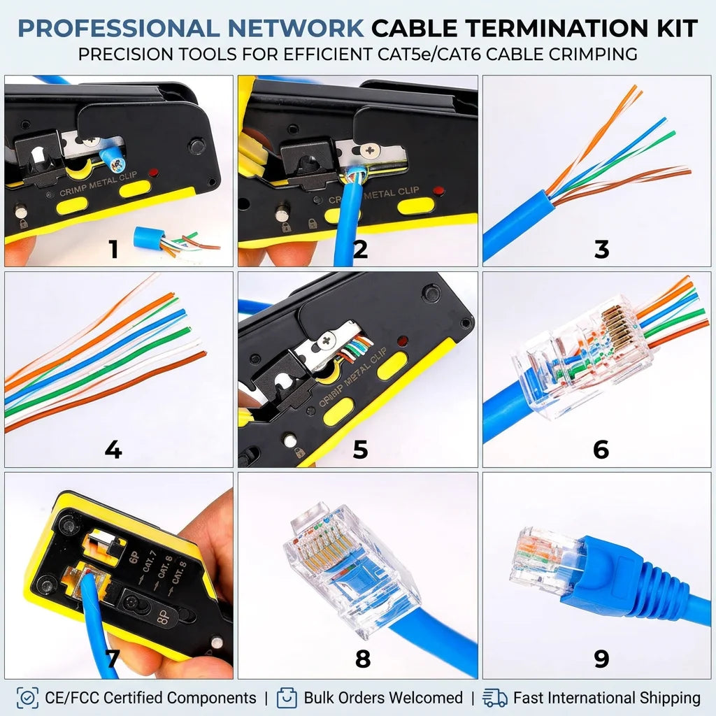 XLEP 8451 RJ45 Crimp Tool Kit with Cable Tester and Connectors