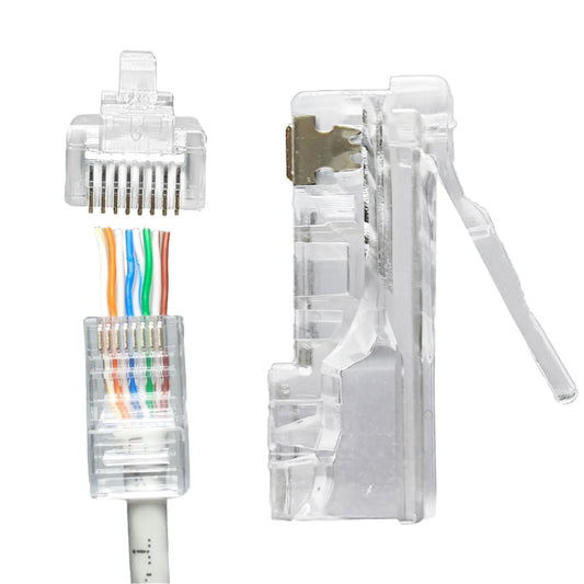 XLEP RJ45 Pass-Through Modular Plugs for Cat5e UTP, 100 Pack