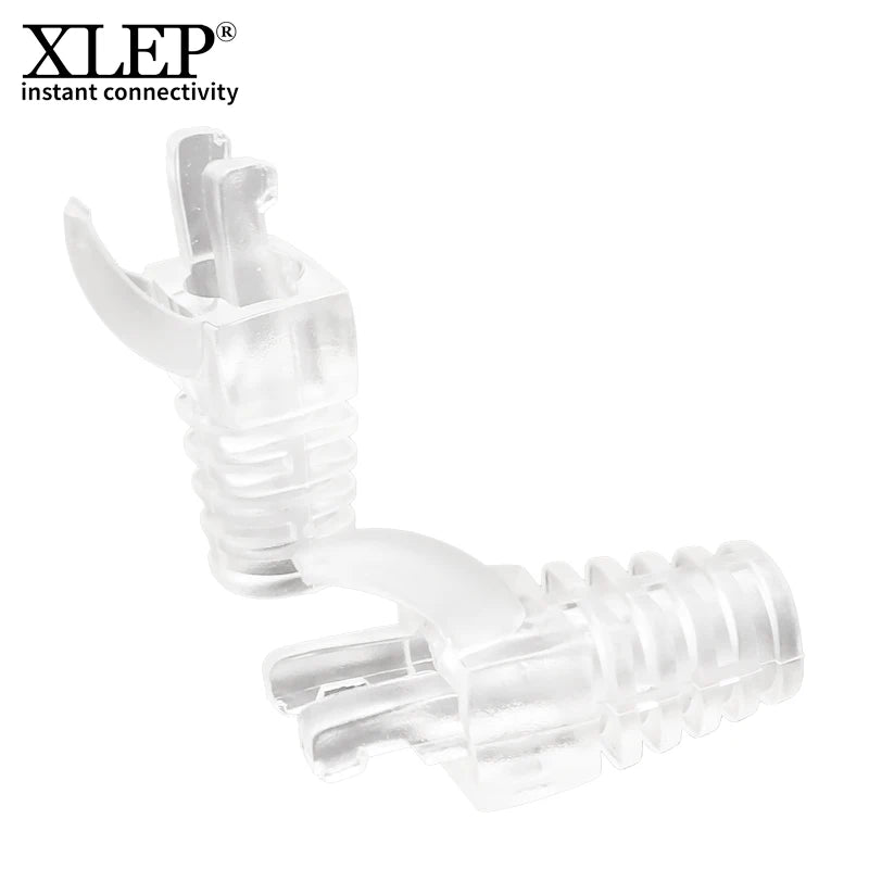 XLEP XL-707 Transparent PVC RJ45 Strain Relief Boots, 100 Pack
