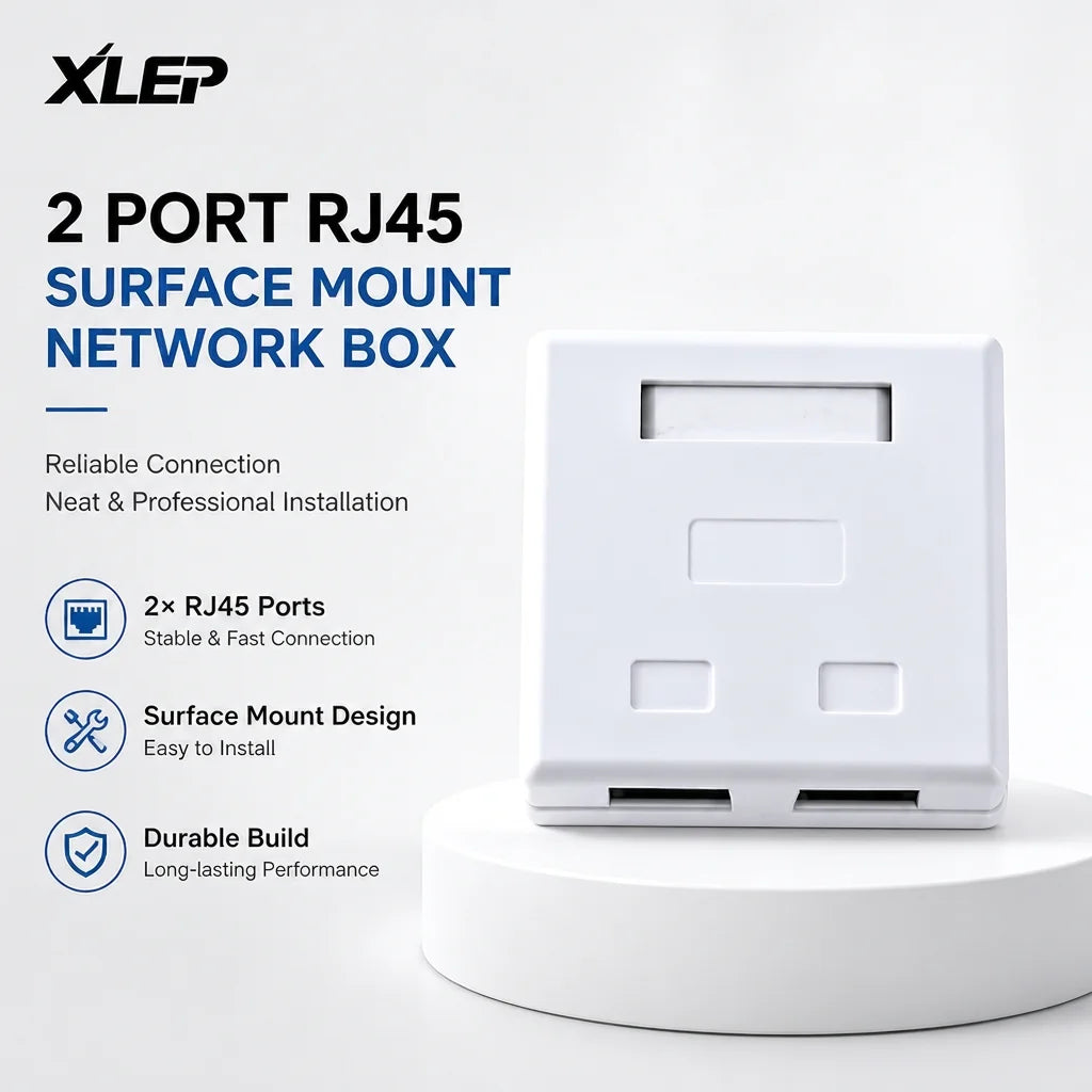 XLEP L102B 2 Port RJ45 Surface Mount Network Box, 10 Pack