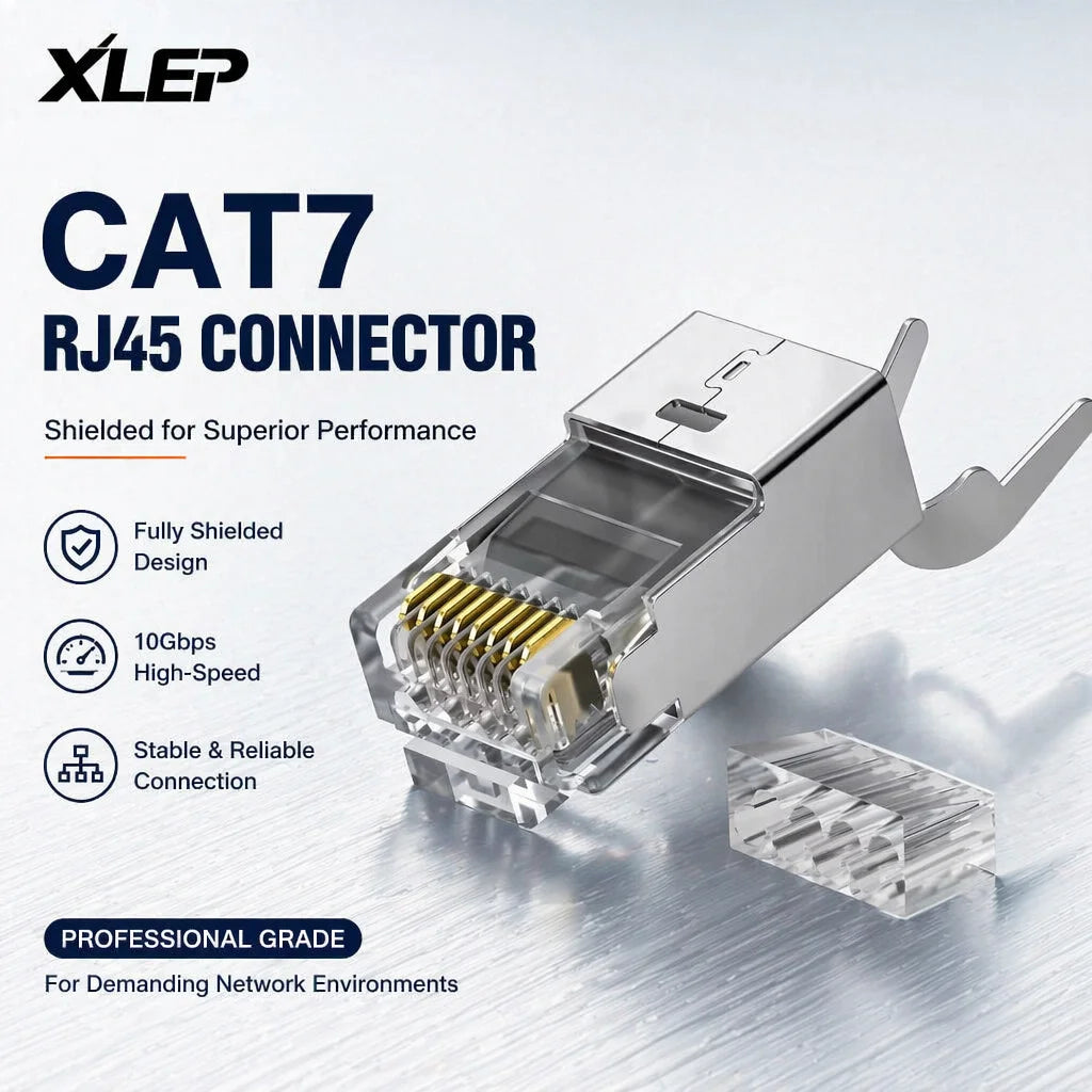 XLEP XL-523 Cat7 Shielded RJ45 Modular Plug, 10Gbps, 25 Pack