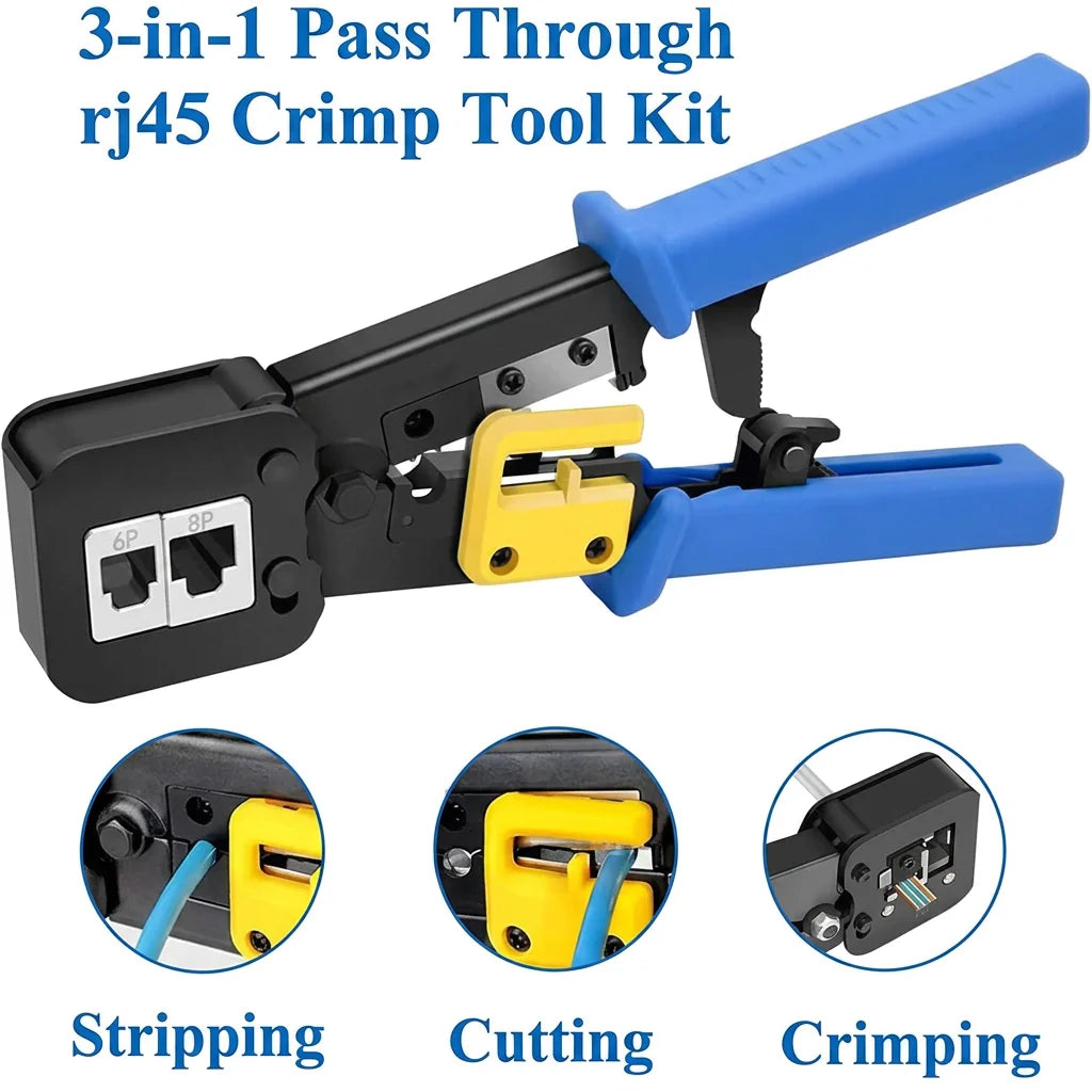 XLEP 8451 3-in-1 Pass-Through RJ45 Crimp Tool Kit with Tester