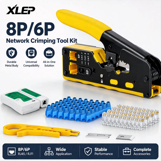 XLEP 8451 RJ45 Crimp Tool Kit with Cable Tester and Connectors